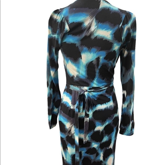DIANE Von Furstenberg 100% Silk Wrap Dress Draped Jersey Dress SZ 4 - Picture 4 of 6
